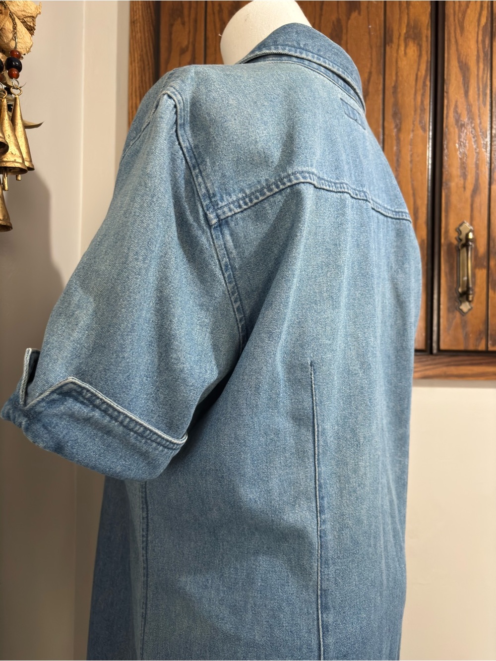 Khakis Vintage Denim Midi Dress Size Medium Blue Retro T Shirt Dress - Picture 8 of 16